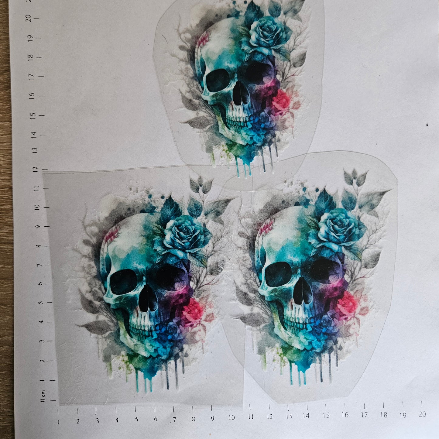 Rub On - 10cm - Skull Flowers (1Stk)