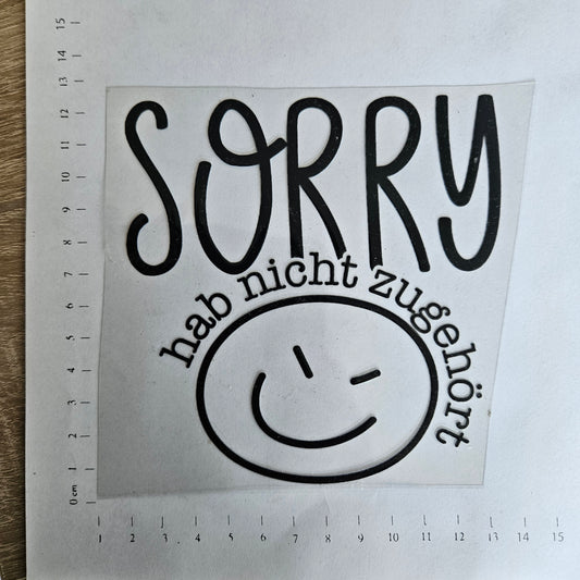 Rub On - ca. 15 cm - Sorry Schwarz (1Stk)