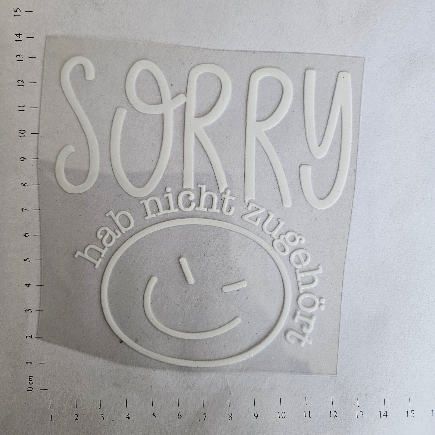 Rub On - ca. 15 cm - Sorry weiß (1Stk)
