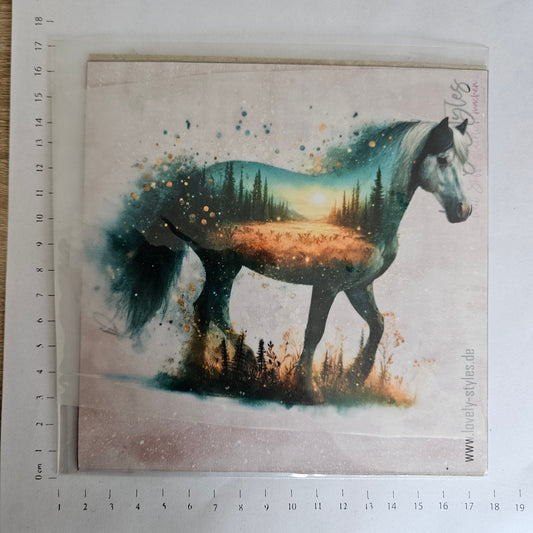 Bügelbild - ca. 15cm - Pferd Lanscape