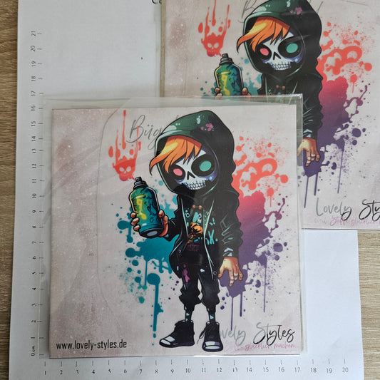 Bügelbild - ca. 15cm - Graffiti Skull