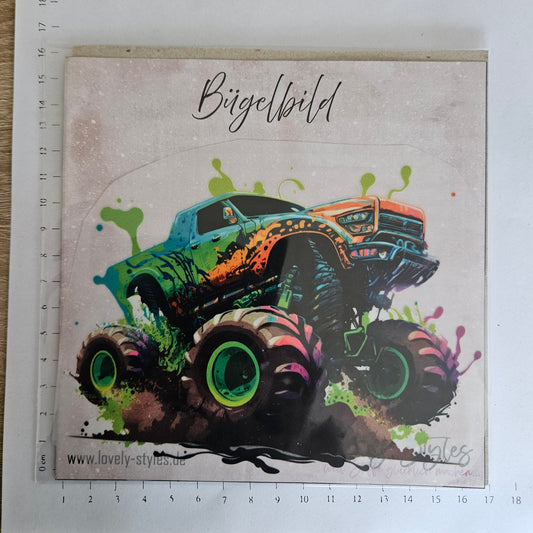 Bügelbild - ca. 15cm - Monstertruck bunt