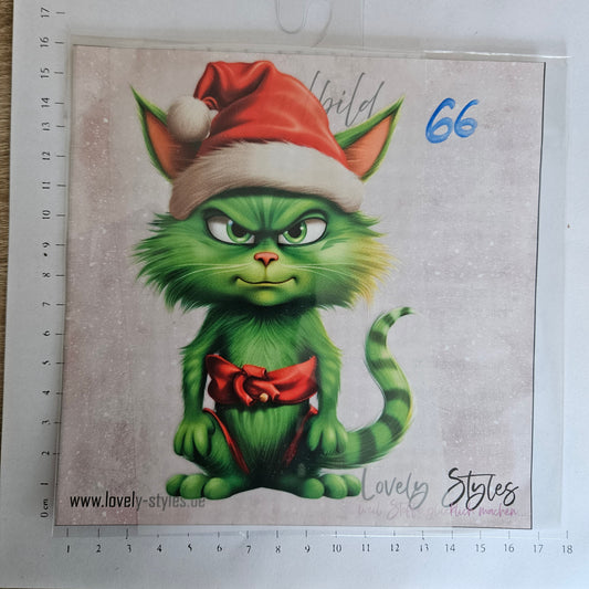 Bügelbild - ca. 15cm - Grüne Katze
