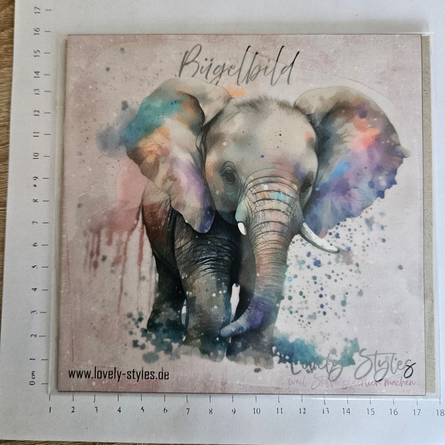 Bügelbild - ca. 15cm - Elefant bunt