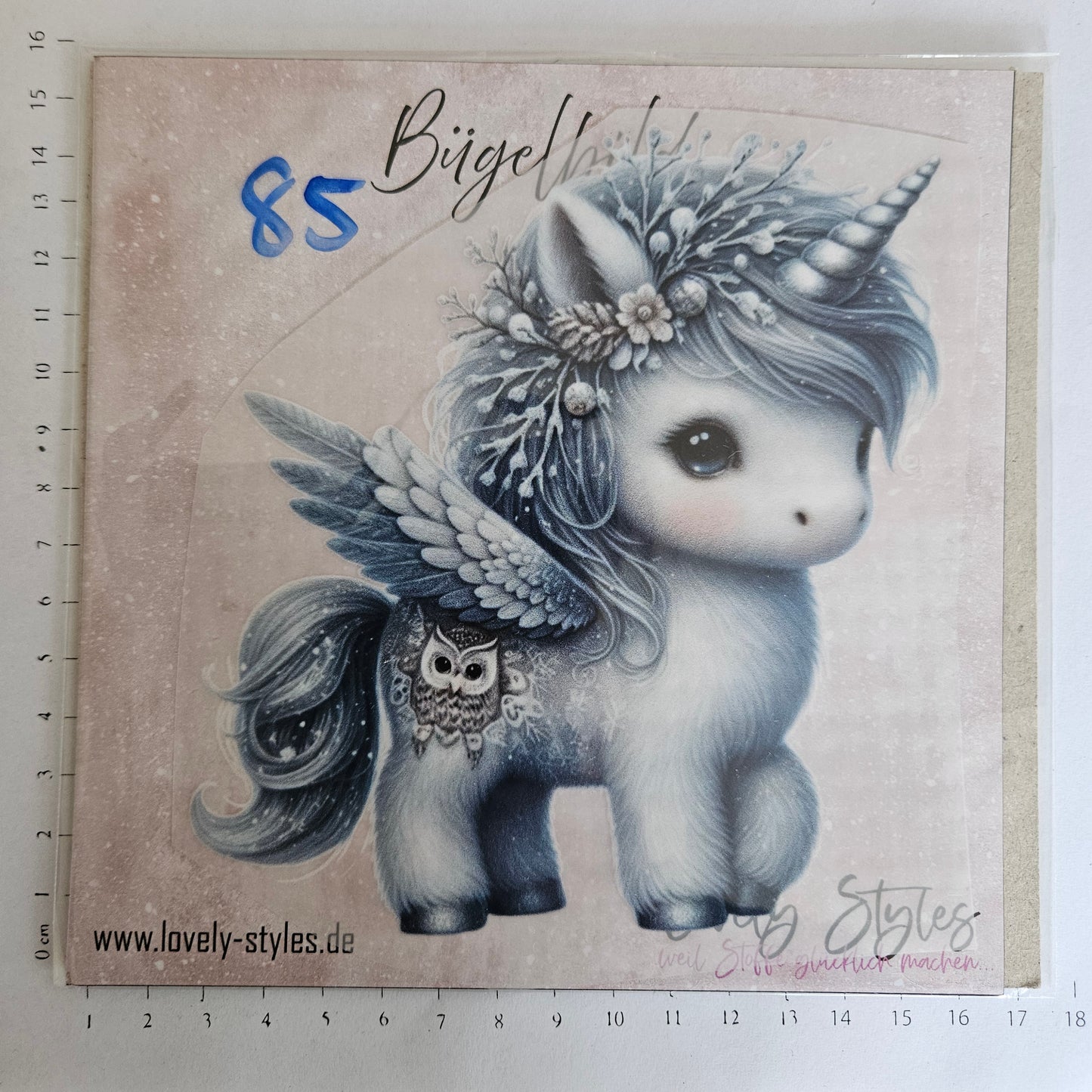 Bügelbild - ca. 15cm - Wintereinhorn