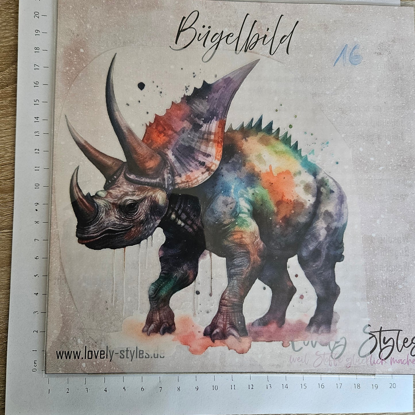 Bügelbild - ca. 20cm - Triceratops