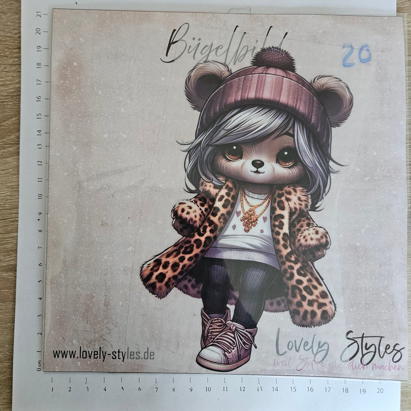 Bügelbild - ca. 20cm - Leo Teddymädchen