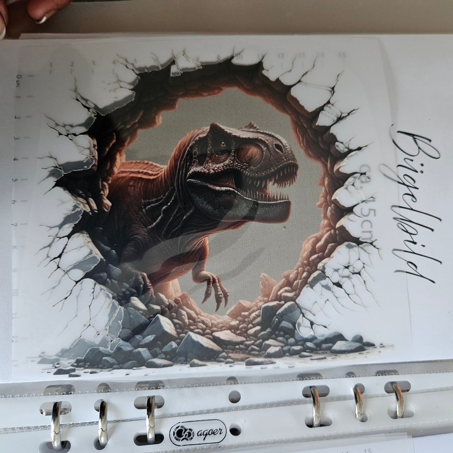 Bügelbild - ca. 15cm - T Rex 3D Grau