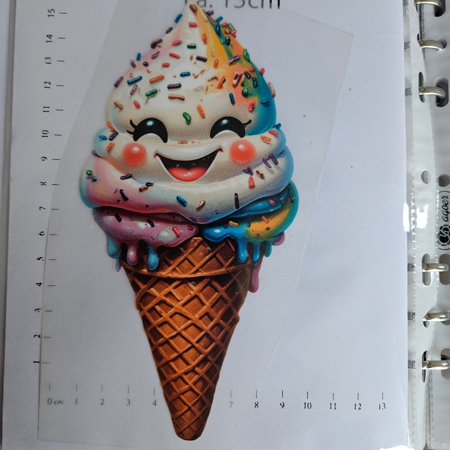 Bügelbild - ca. 15cm - Eistüte Weiß
