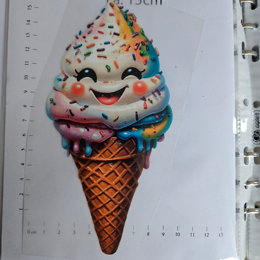 Bügelbild - ca. 15cm - Eistüte Weiß