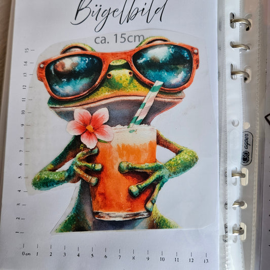 Bügelbild - ca. 15cm - Sommer Frosch