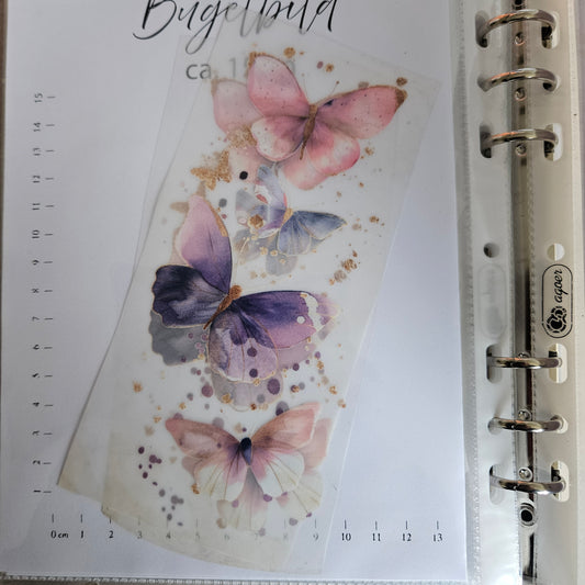 Bügelbild - ca. 15cm - Schmetterlinge Pastell