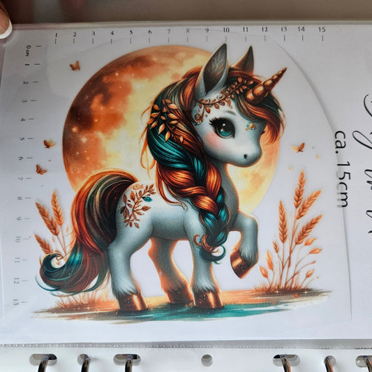 Bügelbild - ca. 15cm - Herbst Einhorn