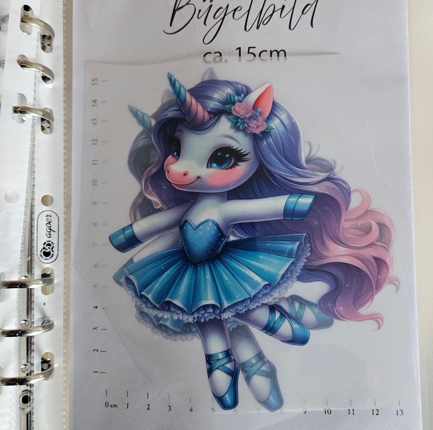 Bügelbild - ca. 15cm - Ballerina Einhorn