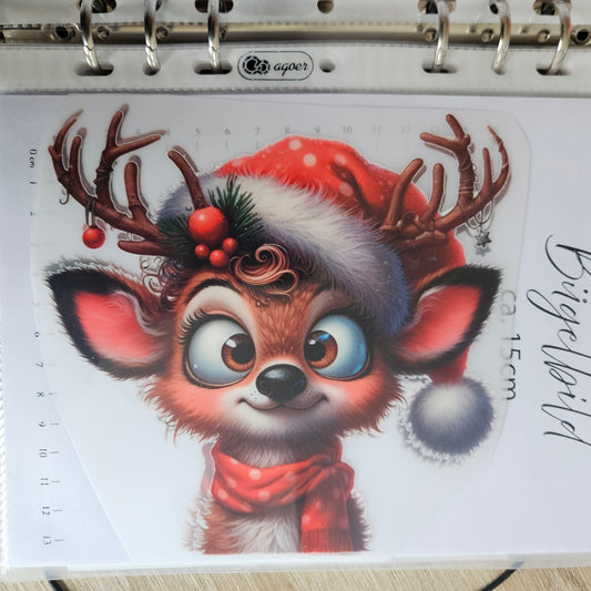 Bügelbild - ca. 15cm - Weihnachtsreh Christmas