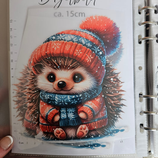 Bügelbild - ca. 15cm - Winter Igel