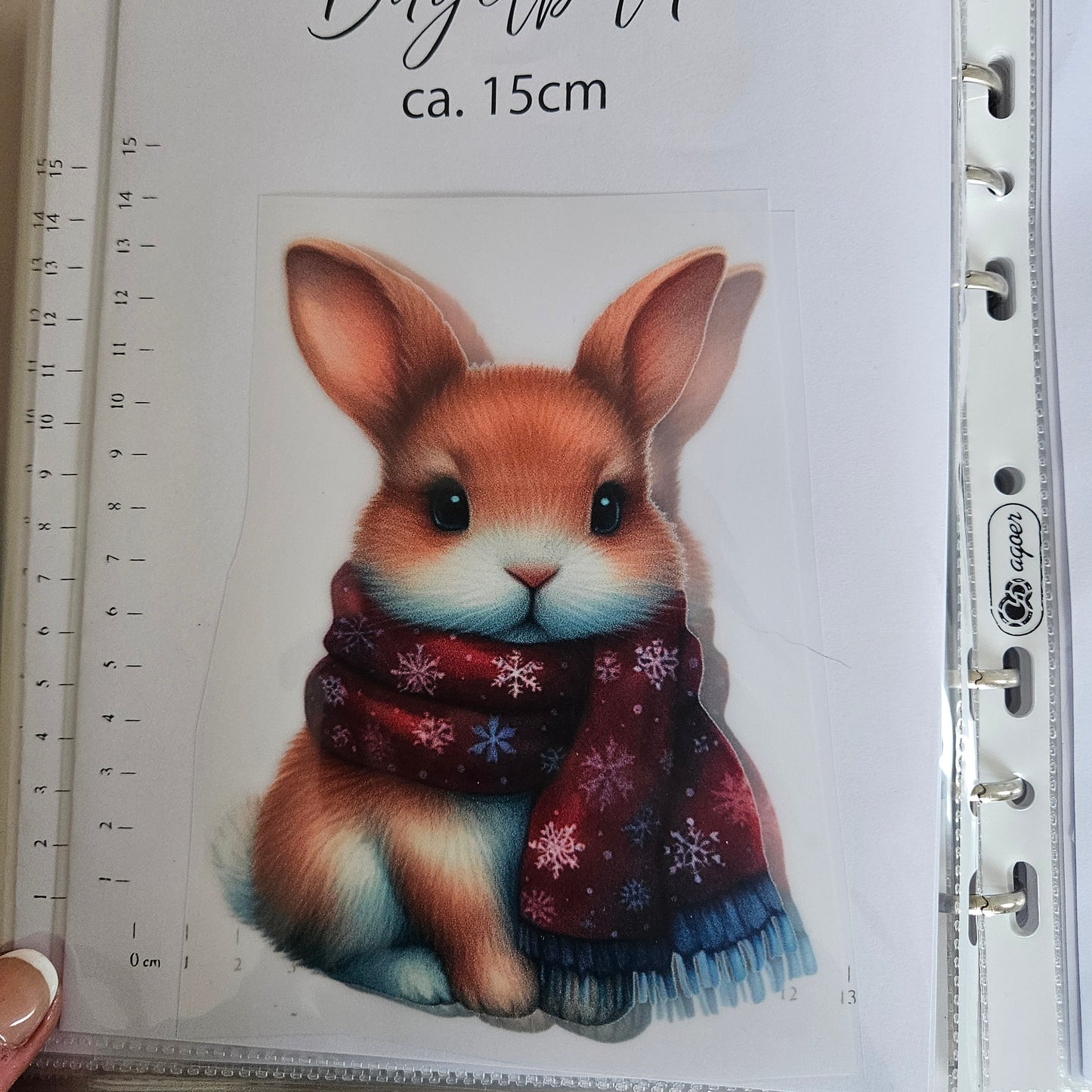 Bügelbild - ca. 15cm - Hase mit Schal