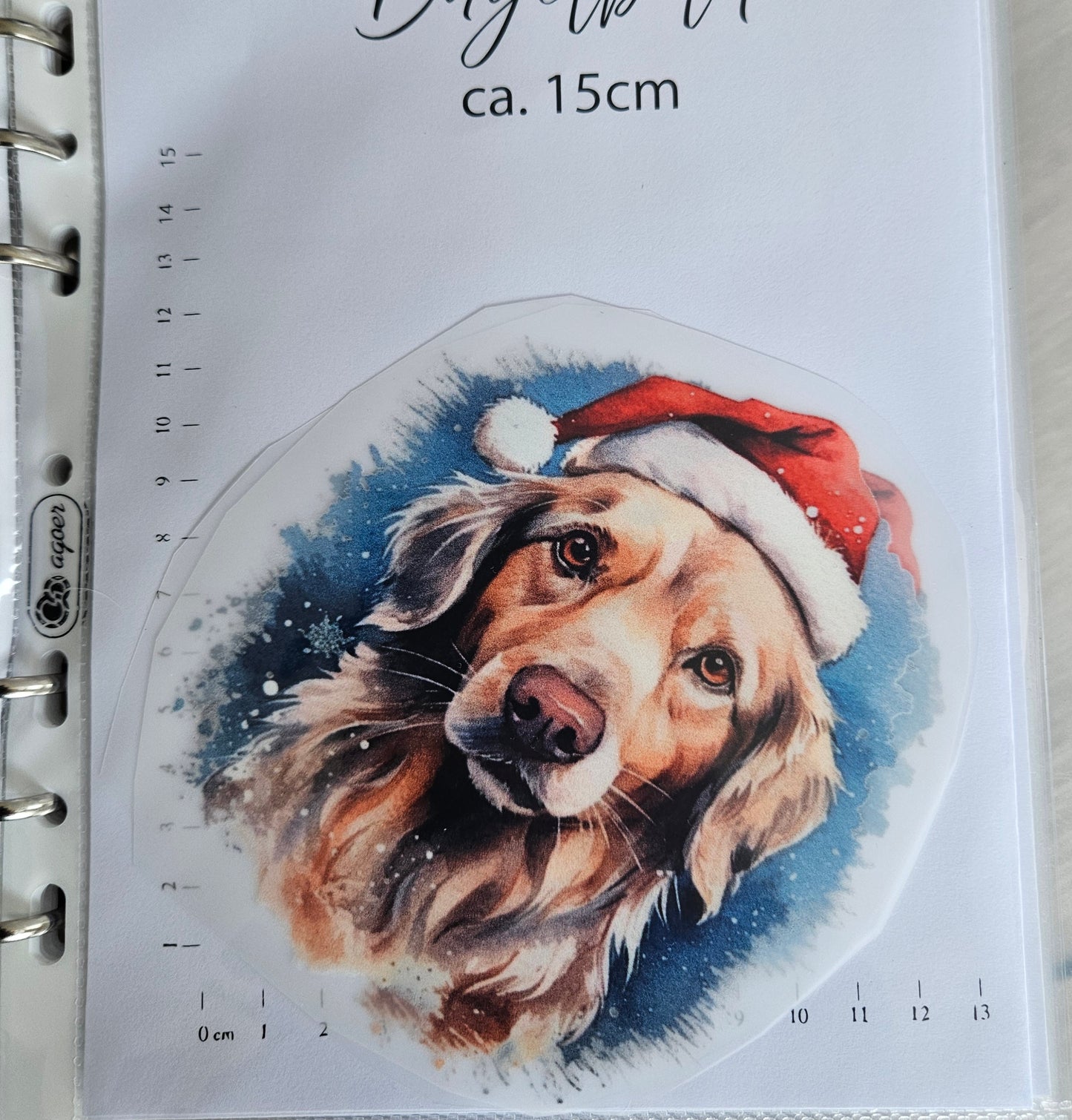 Bügelbild - ca. 14cm - Hund mit Mütze