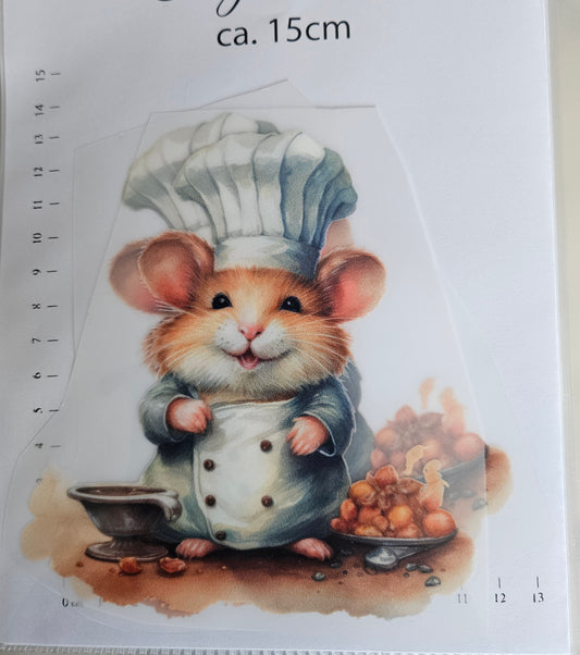 Bügelbild - ca. 15cm - Maus Nüsse
