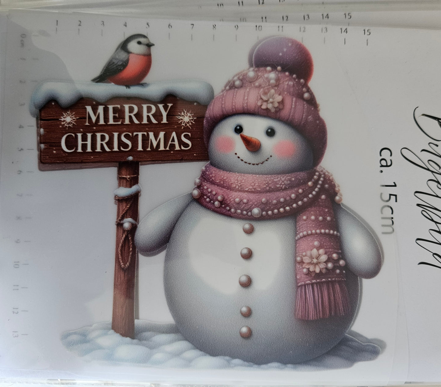 Bügelbild - ca. 15cm - Schneemann Merry Christmas