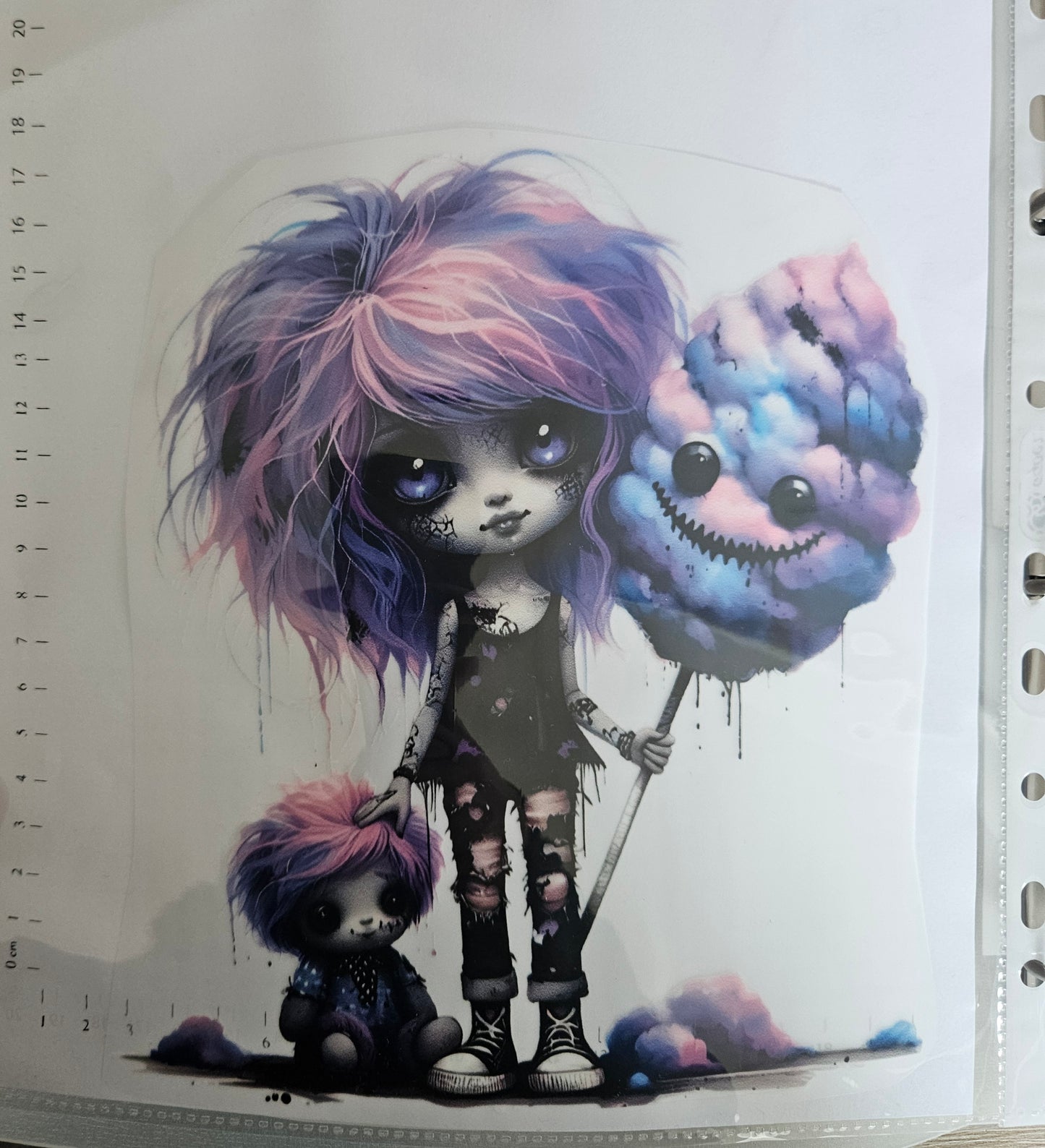 Bügelbild - ca. 20cm - Zombie Mädchen Zuckerwatte