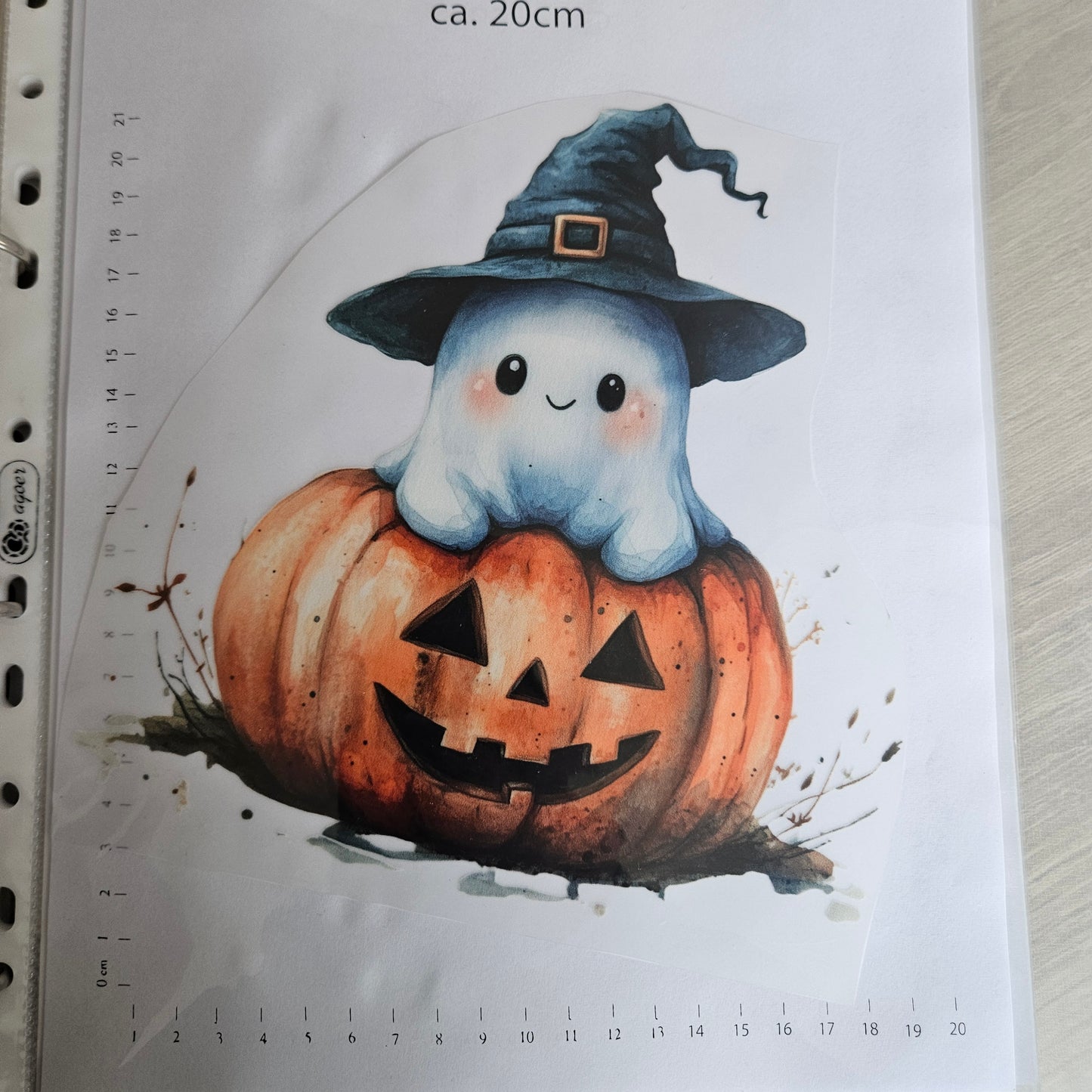 Bügelbild - ca. 20cm - Geist mit Kürbis