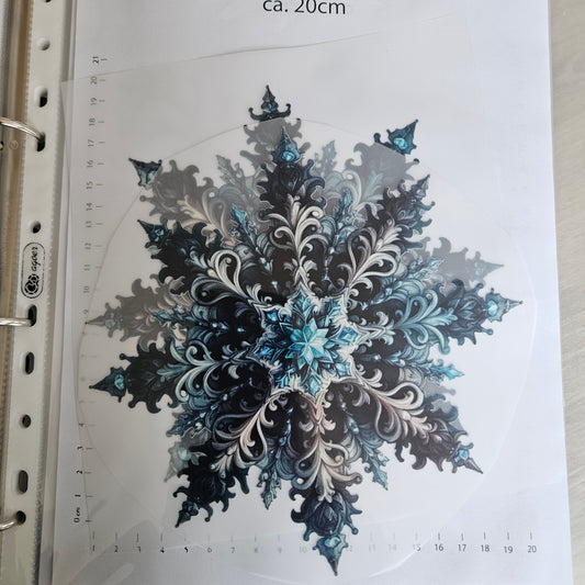 Bügelbild - ca. 20cm - Weihnachtskugel Schneeflocke