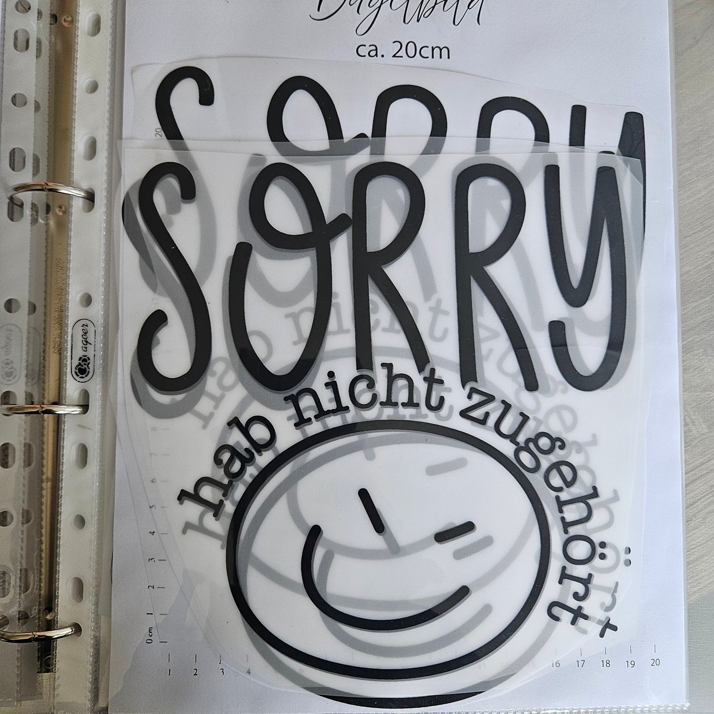 Bügelbild - ca. 20cm - Sorry