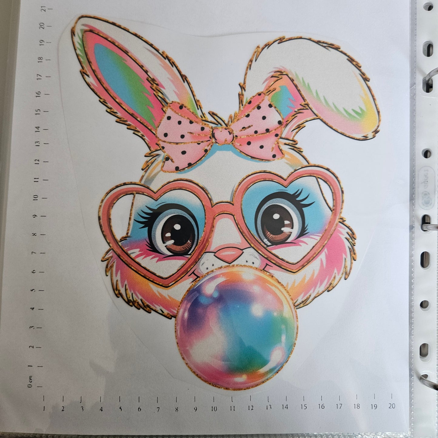 Bügelbild - ca. 20cm - Hase Kaugummi bunt
