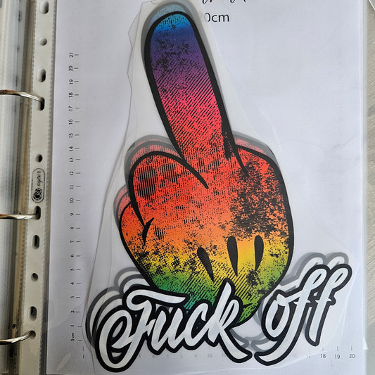Bügelbild - ca. 20cm - Fuck off Bunt