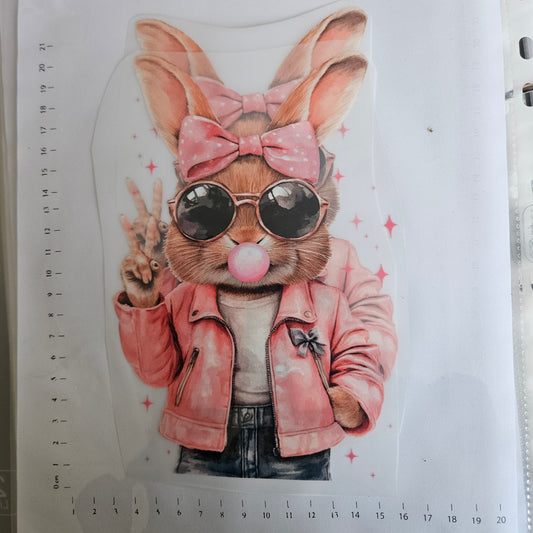 Bügelbild - ca. 20cm - Hase Kaugummi