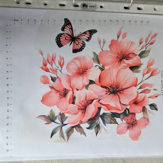 Bügelbild - ca. 20cm - Blumen Rosa