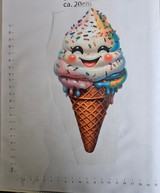 Bügelbild - ca. 20cm - Eiswaffel Weiß