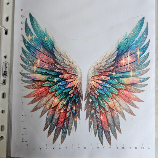 Bügelbild - ca. 20cm - Flügel Bunt