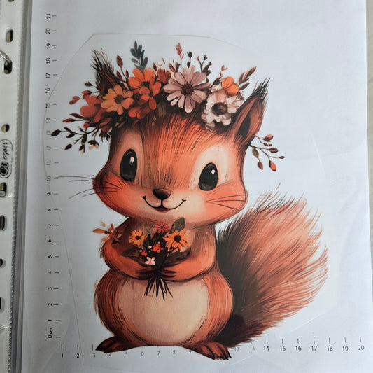 Bügelbild - ca. 20cm - Süßes Eichhörnchen