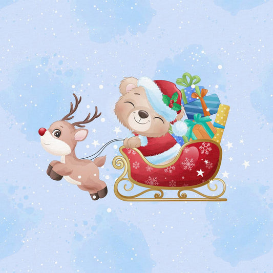 Sommersweat - Panel Bär im Schlitten