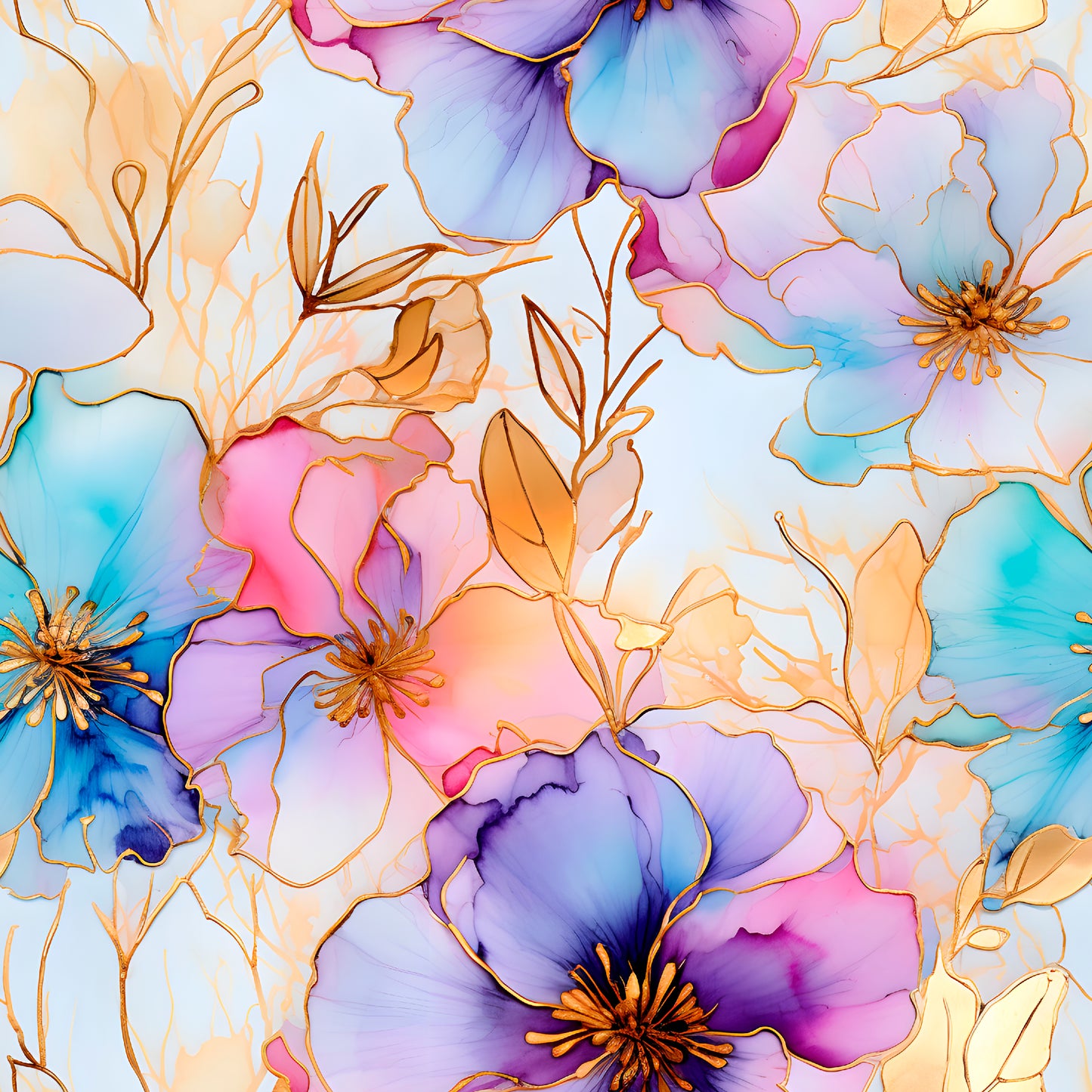 Flowers Pastell/Gold