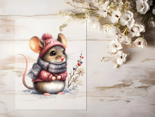 Bügelbild - Winter Maus #0934
