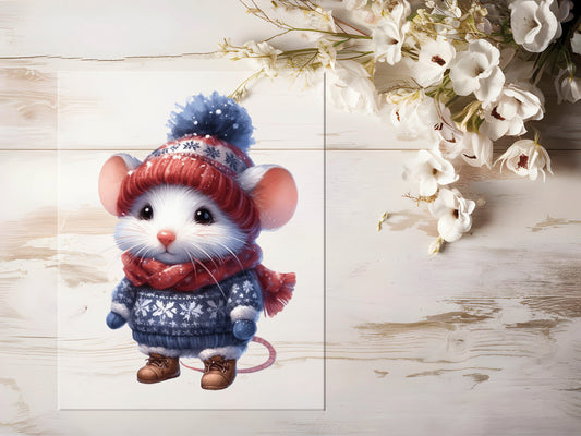 Bügelbild -  Winter Maus #0928