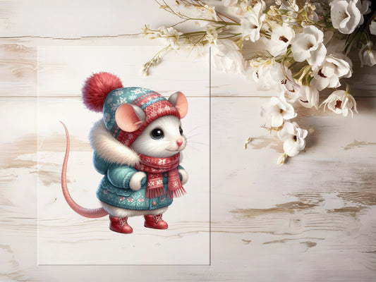 Bügelbild -  Winter Maus #0924
