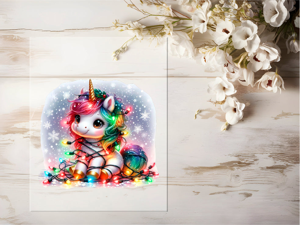 Auktion - Bügelbild - Winter Einhorn #0712 - 15cm