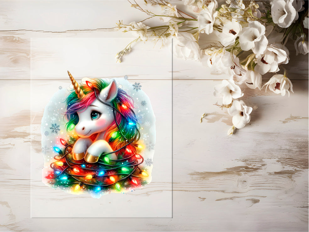 Auktion - Bügelbild - Winter Einhorn #0716 - 15cm