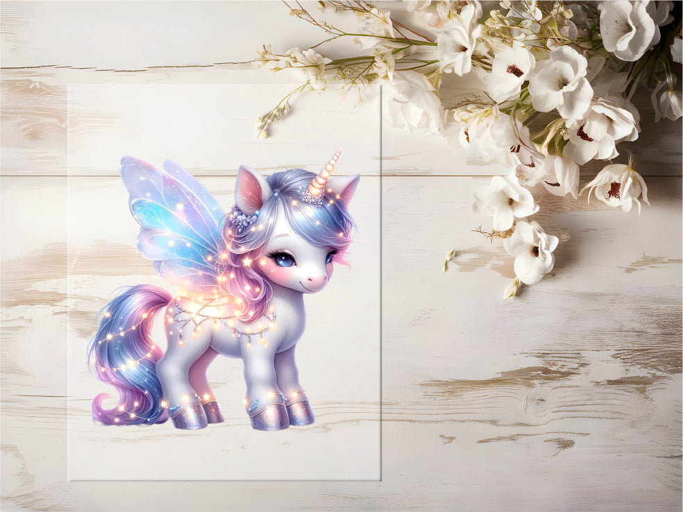 Auktion - Bügelbild - Sparkle Einhorn #0727 - 15cm