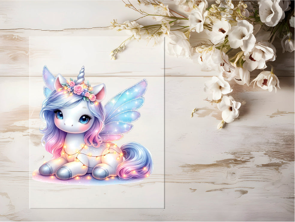 Auktion - Bügelbild - Sparkle Einhorn #0729 - 15cm