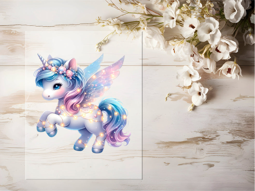 Auktion - Bügelbild - Sparkle Einhorn #0733 - 15cm