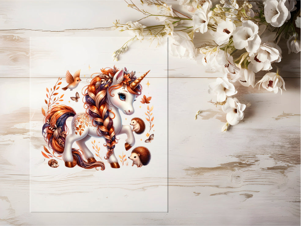 Auktion - Bügelbild - Herbst Einhorn #0630 - 15cm