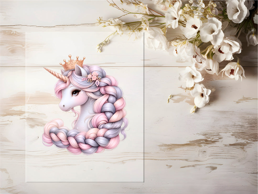 Auktion - Bügelbild - Pastell Einhorn #0661 - 15cm