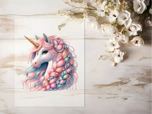 Auktion - Bügelbild - Pastell Einhorn #0660 - 15cm