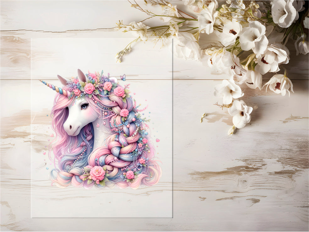 Auktion - Bügelbild - Pastell Einhorn #0658 - 15cm