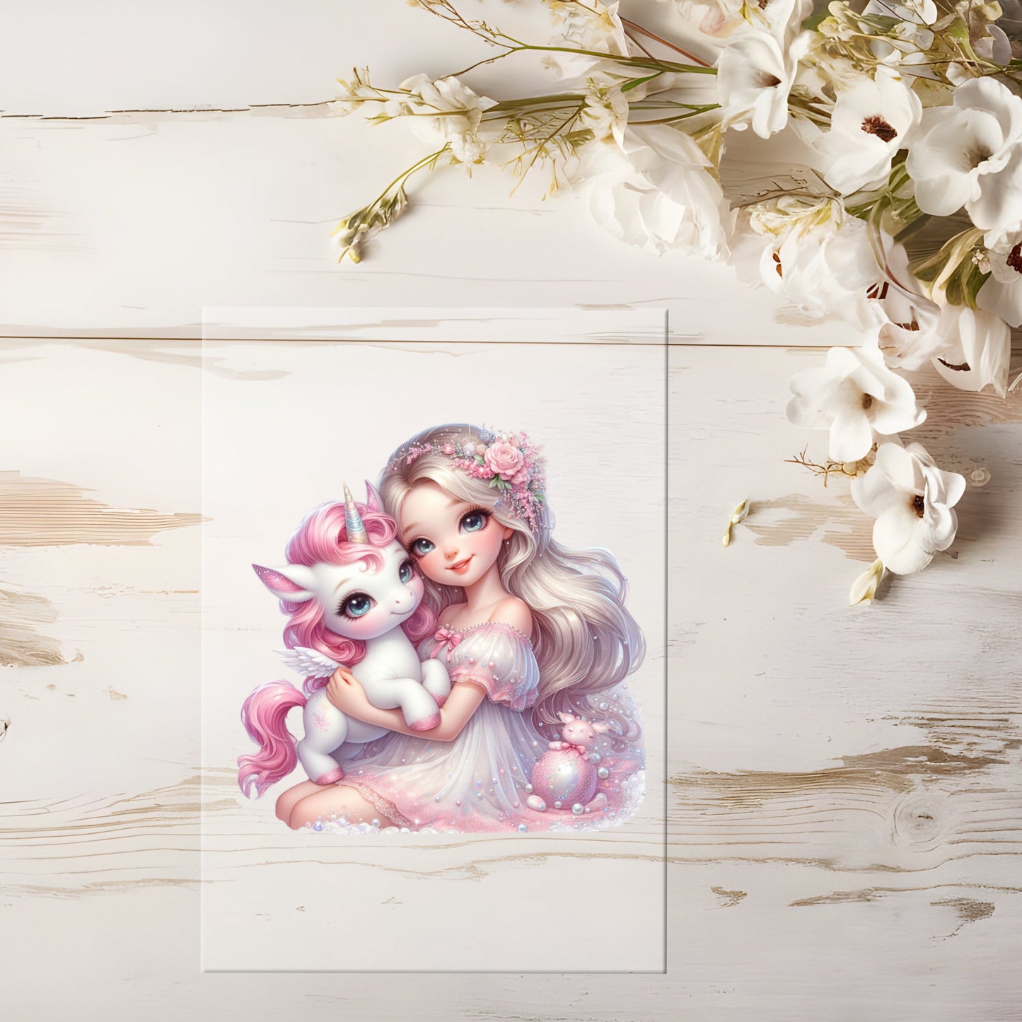 Auktion - Bügelbild - Prinzessin Einhorn Pink #0601 - 15cm